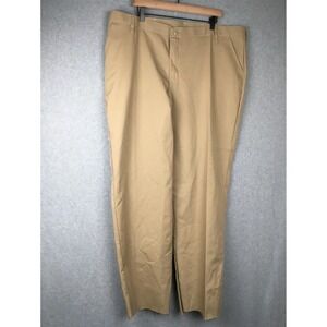 Red Kap Work Pants Khaki Tan Flat Front Uniform Pants W22 L34 Unfinished Hem